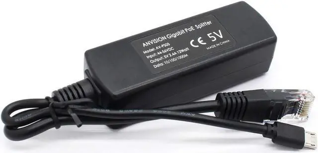 Alt view image 3 of 5 - ANVISION 4-Pack Gigabit PoE Splitter, 48V to 5V 2.4A Micro USB Ethernet Adapter, Compatible with Raspberry Pi 3B+, IP Camera and More