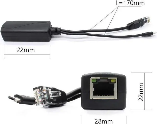 Alt view image 5 of 5 - ANVISION 4-Pack Gigabit PoE Splitter, 48V to 5V 2.4A Micro USB Ethernet Adapter, Compatible with Raspberry Pi 3B+, IP Camera and More
