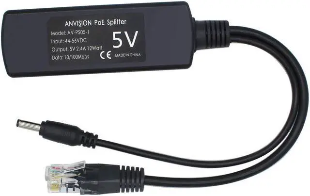 Alt view image 5 of 5 - ANVISION 4-Pack 5V PoE Splitter, 48V to 5V 2.4A Adapter, Plug 3.5mm x 1.35mm, 5.5mm x 2.1mm Connector, IEEE 802.3af Compliant, for IP Camera and More