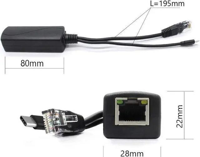 Alt view image 3 of 5 - ANVISION 4-Pack 5V PoE Splitter, USB Type C, 48V to 5V 2.4A, IEEE 802.3af Compliant, 10/100Mbps