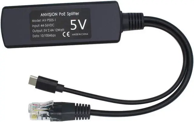 Alt view image 5 of 5 - ANVISION 4-Pack 5V PoE Splitter, USB Type C, 48V to 5V 2.4A, IEEE 802.3af Compliant, 10/100Mbps