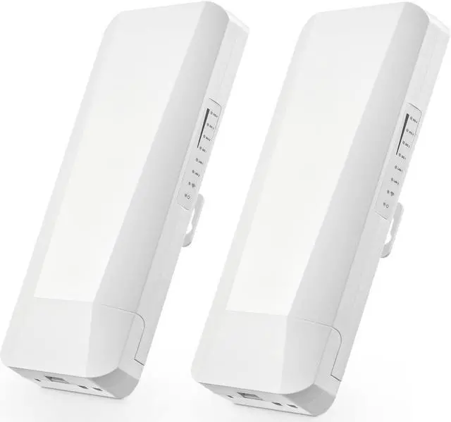 Main image of Outdoor Wireless Bridge, Point to Point WiFi Bridge, 5.8GHz 1-3KM Distance, 2X 100Mbps Ethernet Port, 24V PoE Adapter, 2 Pack