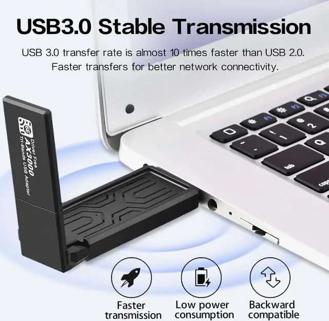 Alt view image 4 of 5 - Gaming WiFi Adapter for PC,6GHZ WiFi Adapter,USB WiFi Adapter,IEEE802.11AX,MU-MIMO Technologies,AXE3000 3Band(2.4+5.0+6.0G) Wireless Gigabit Speed Up to 5.3Gbps, New 6GHz,Supports Windows 11/10