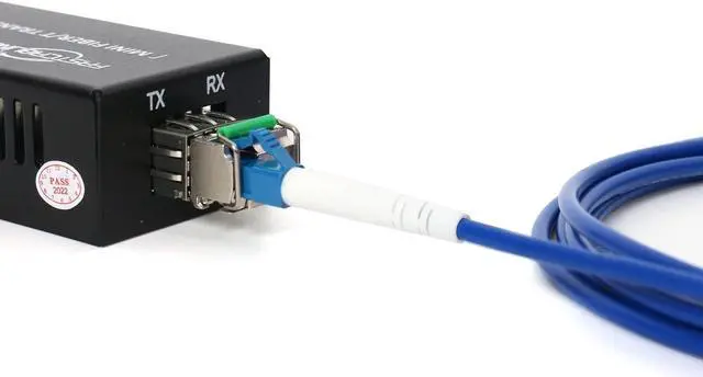 Alt view image 4 of 5 - Gigabit Fiber to Ethernet Media Converter Kit, LC Single Mode, Up to 20km Fiber Opitc Network, Point-to-Point, Plug & Play, Complete Kit, Compact Converter, Industrial SFP Modules, US/EU Adapters