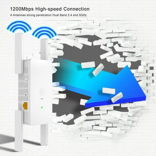 Alt view image 3 of 5 - WiFi Extender WiFi Booster Repeater - 2022 release Covers up to 8500 sq.ft.50 Devices 1200Mbps Dual Band Internet Booster 5G 2.4G WiFi Extenders Signal Booster for Home, Internet Extender WiFi Booster