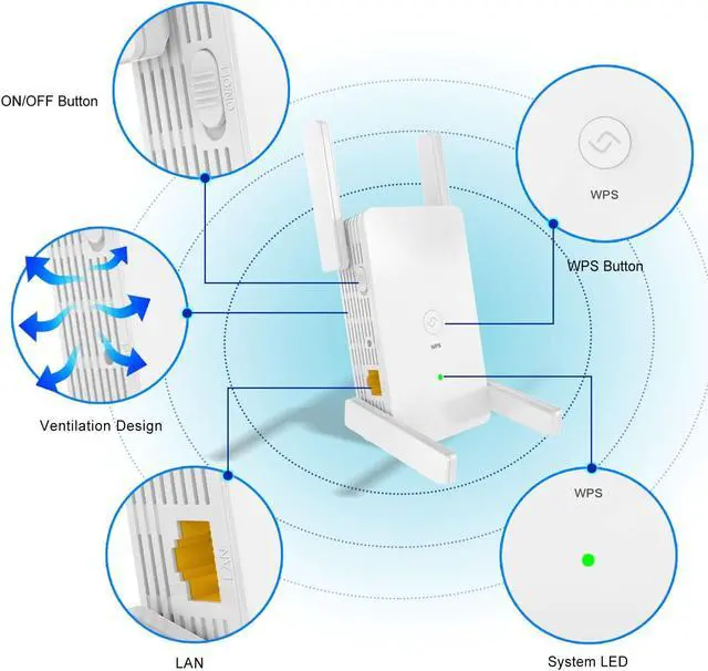 Alt view image 2 of 5 - WiFi Extender WiFi Booster Repeater - 2022 release Covers up to 8500 sq.ft.50 Devices 1200Mbps Dual Band Internet Booster 5G 2.4G WiFi Extenders Signal Booster for Home, Internet Extender WiFi Booster