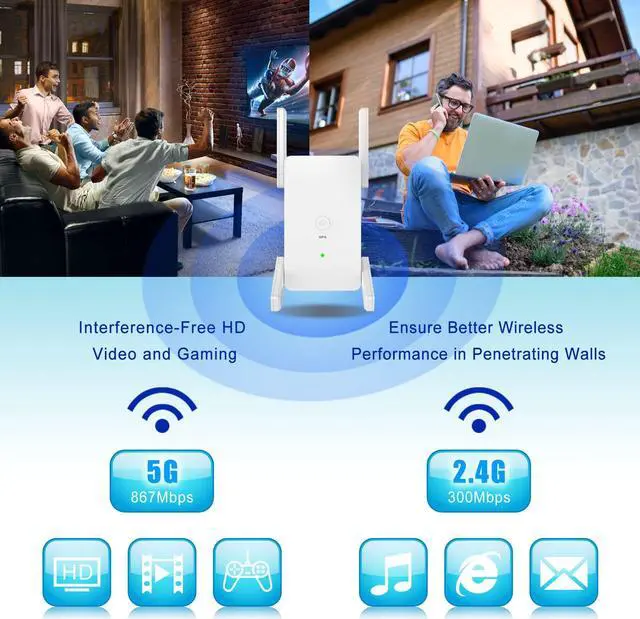 Alt view image 5 of 5 - WiFi Extender WiFi Booster Repeater - 2022 release Covers up to 8500 sq.ft.50 Devices 1200Mbps Dual Band Internet Booster 5G 2.4G WiFi Extenders Signal Booster for Home, Internet Extender WiFi Booster
