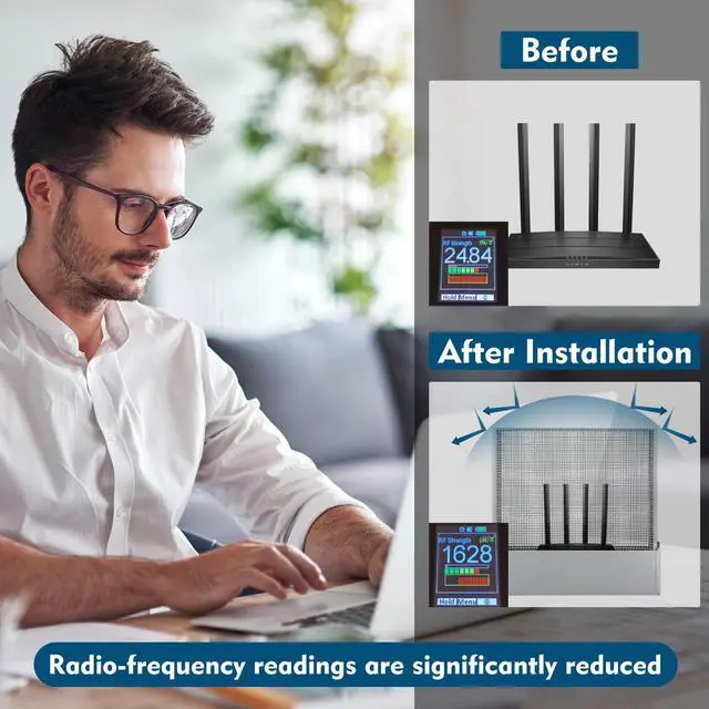 Alt view image 2 of 5 - Fengind Large WiFi Router Cover, About 90% of WiFi Router Emf and 5G is Blocked, Allows Uninterrupted Use, Shielding WiFi Router Emf Faraday Cage, WiFi Router Cover Emf Protection, Two Year Warranty