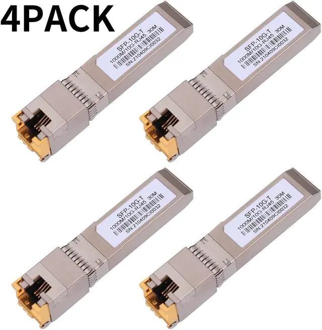 Alt view image 2 of 5 - 4PACK 10G SFP+ to RJ45 Copper Module, High-Speed 10GBase-T Transceiver, 10Gb SFP+ Ethernet CAT.6a/7 up to 30 Meters, Compatible with Cisco,Ubiquiti,Netgear,D-Link,TP-Link,Mikrotik,Unifi and more