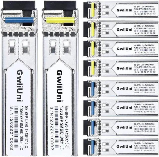 Main image of 5 Pairs 1.25G BIDI SFP Single Mode Fiber Module Network Transceiver, LX SM 1310nm 1550nm 20km, Simplex LC Interface for Switch, Router, Firewall, Network Card, Media Converter etc