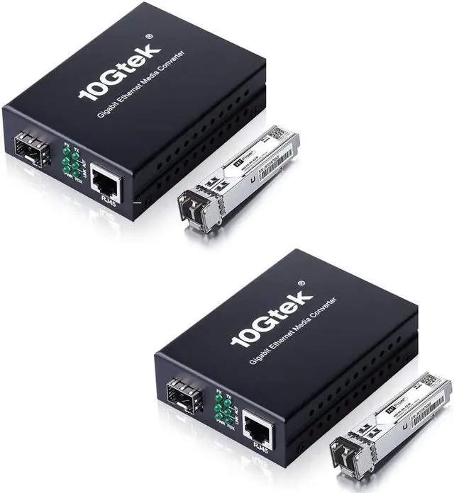 Main image of A Pair of Gigabit Multi-Mode LC Fiber Media Converter, with 2 Pcs SFP SX Modules, Fiber to Ethernet Converter, 1000Base-SX to 10/100/1000M RJ45, MMF, 850nm, up to 550m