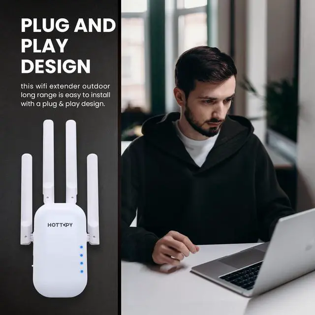 Alt view image 5 of 5 - WiFi Booster Wireless Router with Plug and Play Design