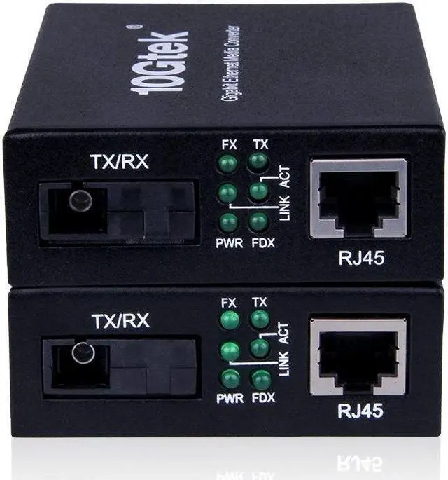 Main image of A Pair of Gigabit Ethernet Single-Mode SC Fiber Bidi Media Converter, Built-in BiDi SFP B LX Fiber Module, 1310nm/1550nm, SMF, up to 20-KM, SC Fiber to 10/100/1000Base-TX (UTP/STP/Cat5e/Cat6 RJ45)