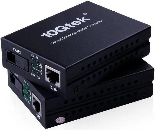 Alt view image 2 of 5 - A Pair of Gigabit Ethernet Single-Mode SC Fiber Bidi Media Converter, Built-in BiDi SFP B LX Fiber Module, 1310nm/1550nm, SMF, up to 20-KM, SC Fiber to 10/100/1000Base-TX (UTP/STP/Cat5e/Cat6 RJ45)