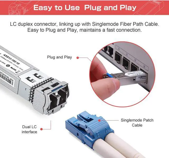 Alt view image 3 of 5 - Up to 10km 1310nm 10G LR SFP+ to LC Singlemode Transceiver & 1.25/2.5/5/10G SFP+ to RJ45 Transceiver