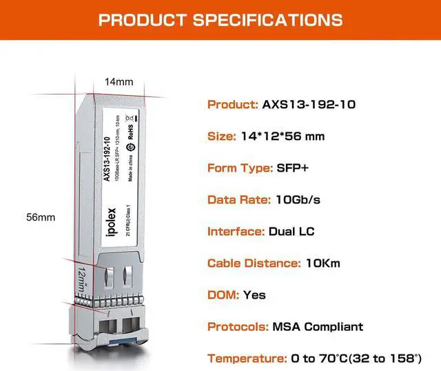 Alt view image 5 of 5 - Up to 10km 1310nm 10G LR SFP+ to LC Singlemode Transceiver & 1.25/2.5/5/10G SFP+ to RJ45 Transceiver