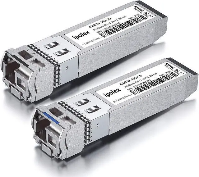 Alt view image 2 of 4 - ipolex a Pair of 10GBase-BIDI Transceiver Compatible with Cisco SFP-10G-BXD-I/SFP-10G-BXU-I, 10G SFP+ BiDi 1330nm-TX/1270nm-RX, SMF, up to 20 km, for Cisco, Ubiquiti UniFi, Netgear,D-Link and More