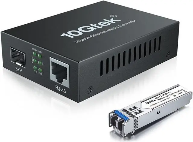 Main image of Gigabit Single-Mode LC Fiber to Ethernet Media Converter with A SFP LX Module, 1.25G SFP Fiber to Copper RJ45 Media Converter, 1000Base-LX to 10/100/1000Base-TX, 1310nm, SMF, Transmission up to 20-KM