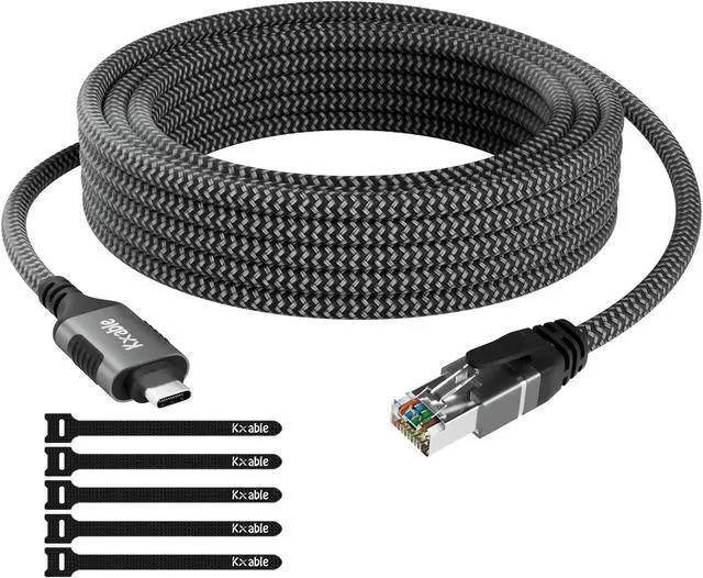Main image of USB C to Ethernet Cable 15FT, Type C to RJ45 Cord, Directly Connected, Gigabit LAN Network, Thunderbolt 3/4 Compatible, for MacBook Pro/Air, iPad Pro, iPhone 15 Series, Galaxy, Smartphone, Laptop, PC