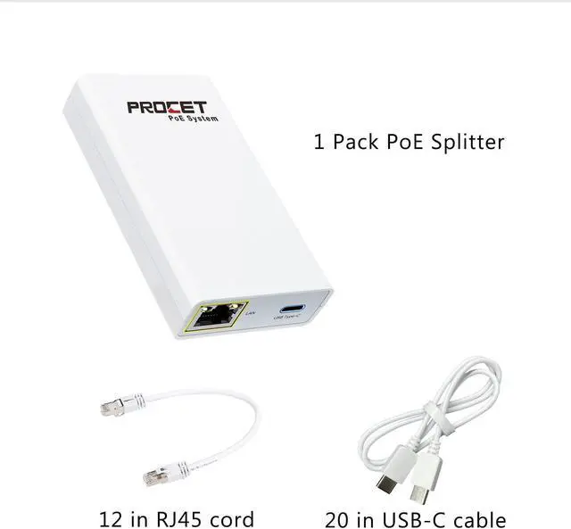 Alt view image 4 of 5 - Gigabit PoE Splitter USB C 5V 3A, PoE to USB-C Adapter, IEEE 802.3at Compliant 10/100/1000Mbps for Raspberry Pi 4, Security IP Cameras and More, PT-ATC-5V