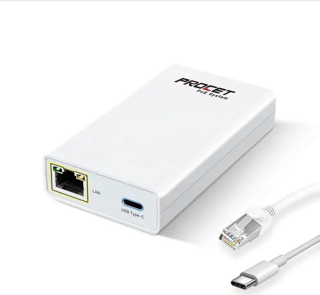 Alt view image 5 of 5 - Gigabit PoE Splitter USB C 5V 3A, PoE to USB-C Adapter, IEEE 802.3at Compliant 10/100/1000Mbps for Raspberry Pi 4, Security IP Cameras and More, PT-ATC-5V