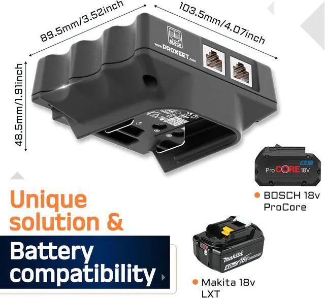 Alt view image 3 of 5 - Portable Passive 24v PoE Injector Compatible with Bosch/Makita Battery Feed | Battery Powered | 1 Gigabit full duplex passthrough | 25 watt Power Supply | Ethernet Adapter