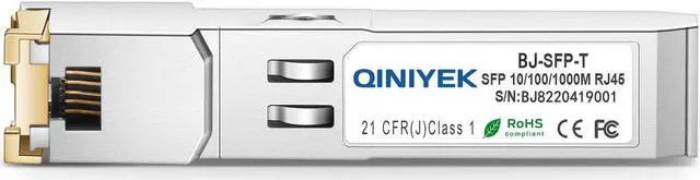 Alt view image 3 of 5 - QINIYEK 2Pack 10/100/1000BASE-T RJ45 Copper SFP Ethernet Module, Gigabit SFP to RJ45 Mini-GBIC Transceiver for Cisco GLC-T/SFP-GE-T/GLC-TA, Mikrotik SRJ01, Netgear, Supermicro, up to 100m
