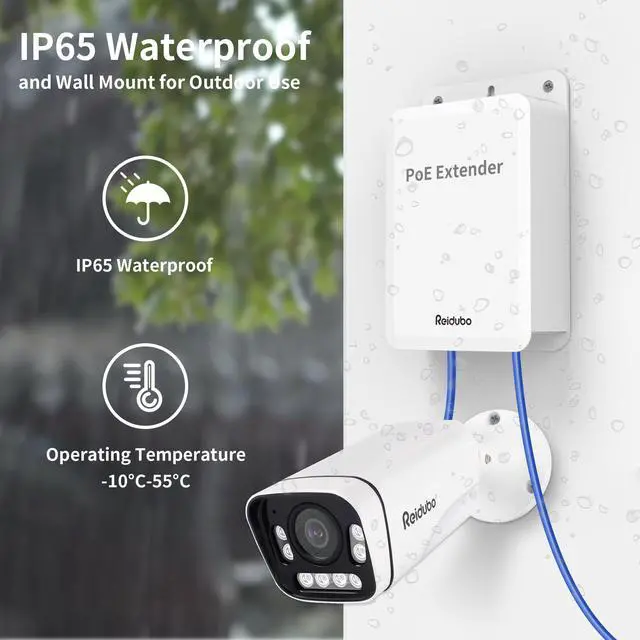 Alt view image 5 of 5 - Reidubo 5 Ports Outdoor PoE++ Gigabit Extender, 1 in 4 Out PoE Repeater with 1000Mbps, IEEE802.3af/at/bt IP65 Waterproof, Extend Additional 100m(328ft) of Power and Data Transmission, Plug & Play