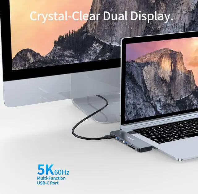 Alt view image 5 of 5 - USB C Hub Adapter for MacBook Pro/Air 2021-2018, 6 in 2 USB-C Accessories Compatible with MacBook Pro 13" 15" 16" with 1 USB 3.2 Ports, 100W Thunderbolt 3 USB C to SD/TF Card Reader and USB2.0Port
