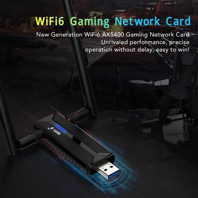 Alt view image 5 of 5 - WiFi6E AX5400M Triple Band USB 3.0 WiFi Adapter, 6GHz 5GHz 2.4GHz, Dual 6dBi Antennas, 2400Mbps,11/10, RTL8832CU Chip, for Desktop PC Laptops
