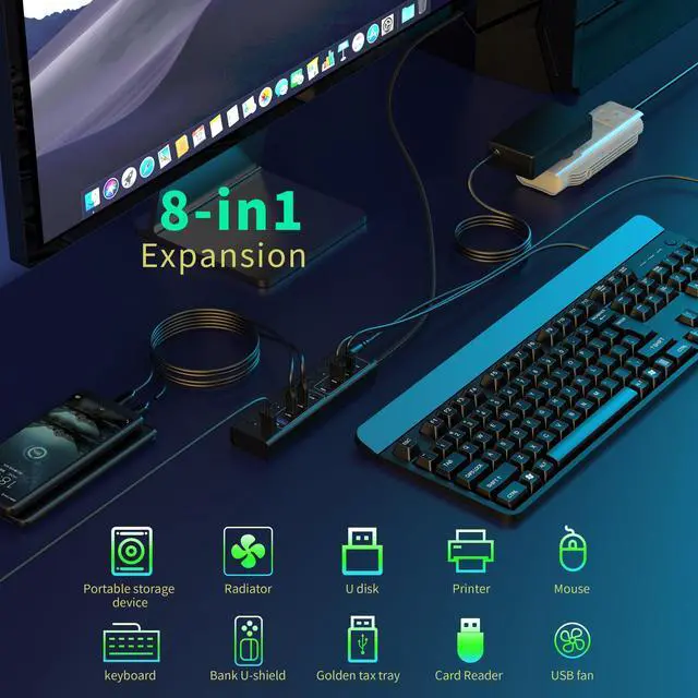 Alt view image 5 of 5 - USB C Docking Station 8IN 1 Aluminum Powered USB HUB