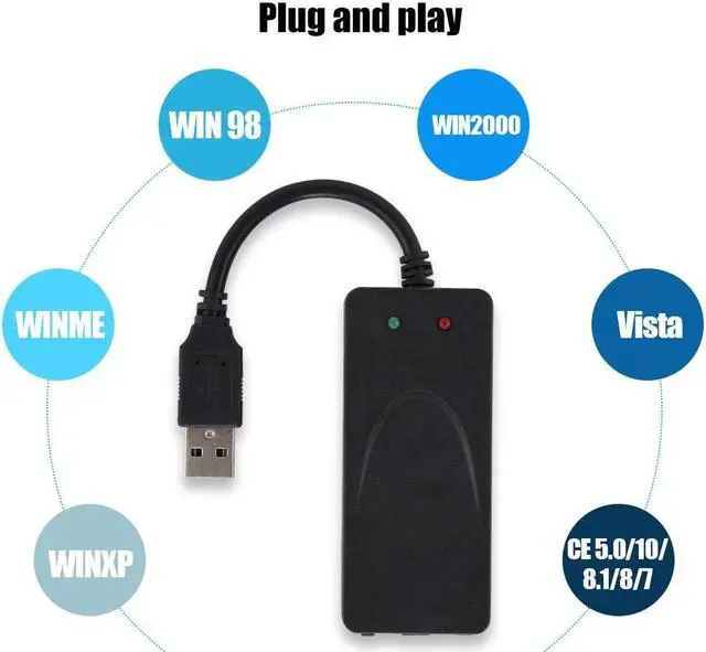 Alt view image 5 of 5 - V BESTLIFE Dual Ports USB2.0 56K Voice Fax Data External V.90 V.92 Modem for Win 7/Win 8/Win 10/Win XP, Support Auto-Dial/Tone and Pulse Dialing/Auto Answer