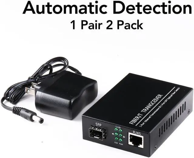 Alt view image 2 of 5 - 2-Pack Open SFP Slot 1.25G/s Gigabit Fiber Ethernet Media Converter - 10/100/1000Base-Tx to 1000Base-SX SMF/MMF, RJ45 to SFP Slot - Supports SFP Gigabit Modules up to 120KM