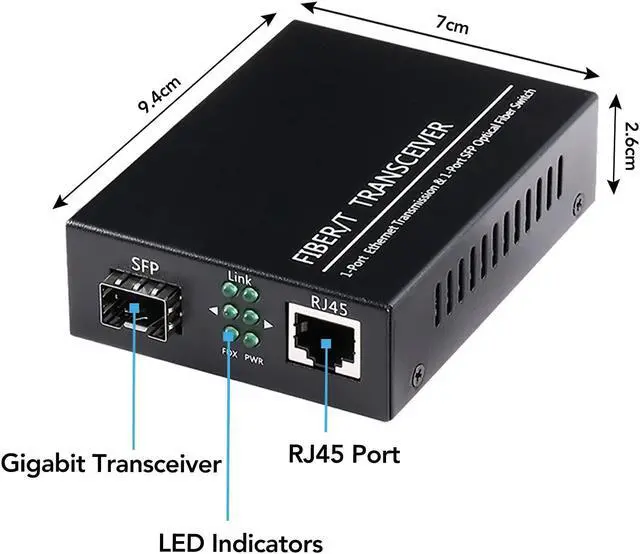 Alt view image 5 of 5 - A Pair of Fiber Transceiver, 1.25G/s Bidi Gigabit Multi-Mode SFP Ethernet Media Converter with 2PCS LC Dual Module Included, 10/100/1000Base-Tx to 1000Base-SX SMF RJ45 to SFP Slot up to 550M
