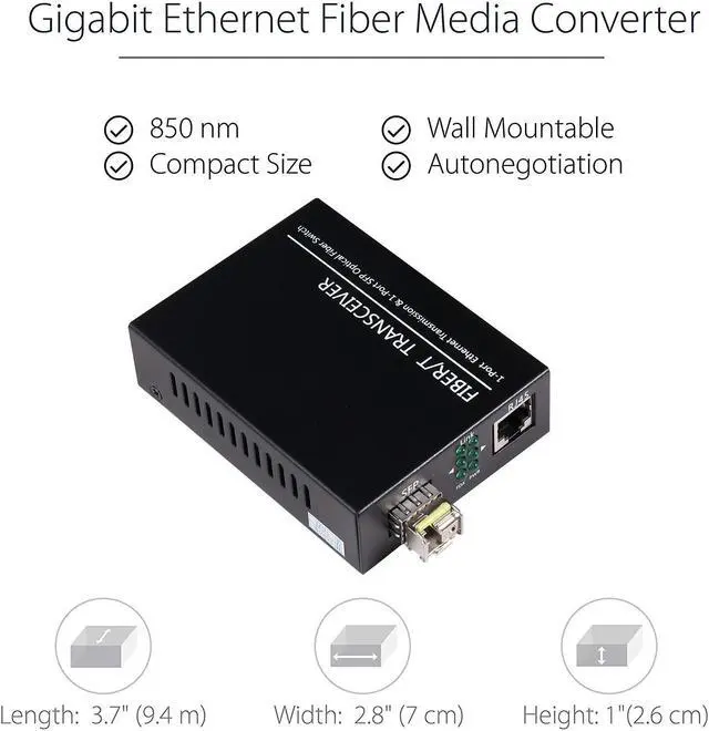 Alt view image 4 of 5 - 2-Pack Open SFP Slot 1.25G/s Gigabit Fiber Ethernet Media Converter - 10/100/1000Base-Tx to 1000Base-SX SMF/MMF, RJ45 to SFP Slot - Supports SFP Gigabit Modules up to 120KM