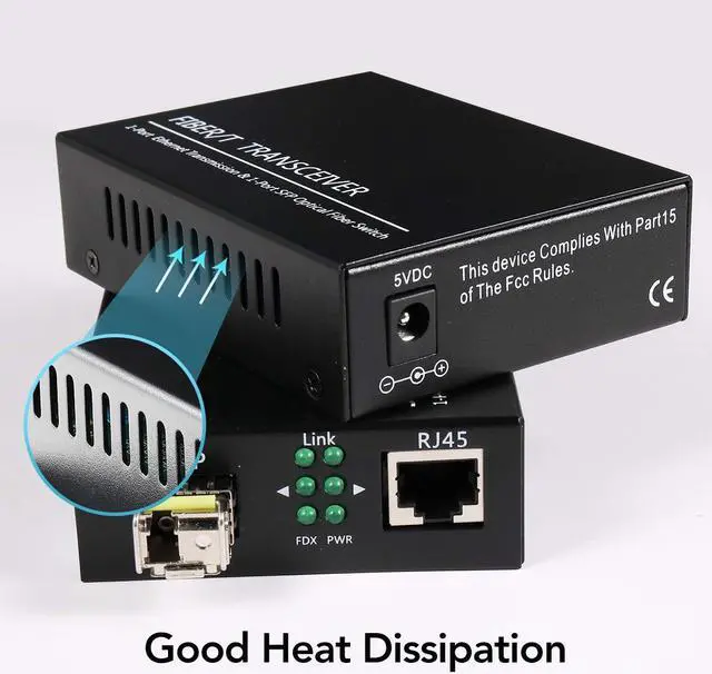 Alt view image 5 of 5 - 2-Pack Open SFP Slot 1.25G/s Gigabit Fiber Ethernet Media Converter - 10/100/1000Base-Tx to 1000Base-SX SMF/MMF, RJ45 to SFP Slot - Supports SFP Gigabit Modules up to 120KM