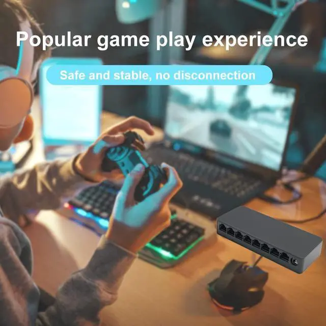 Alt view image 4 of 5 - VSVABEFV 8-Port Gigabit Ethernet Switch |Low-Power |Plug and Play |100/1000M| RJ45 LAN Hub Auto MDI/MDIX |Portable Design |Traffic Optimization