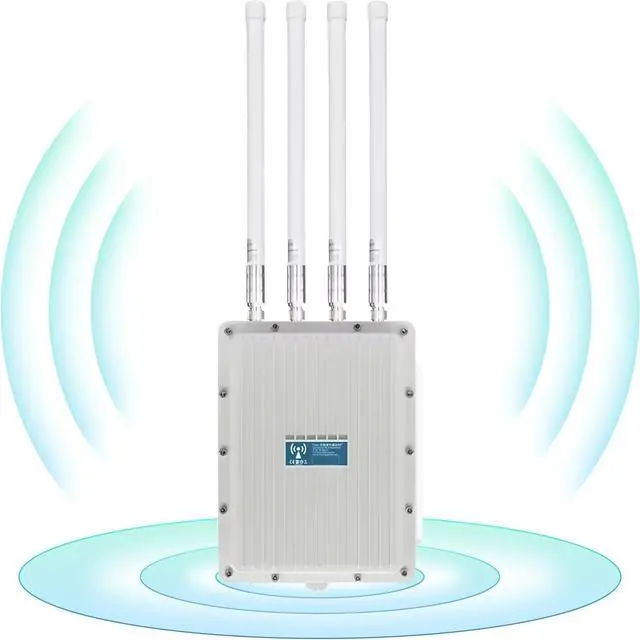 Main image of AX1200 Outdoor Access Point WiFi 6, Dual Band Outdoor Wireless Access Point Bridge with 4 High Gain Antennas, Gigabit Port, Supports Extender/AP/Repeater/MU-MIMO for Farm,Courtyard,RV,Campsite