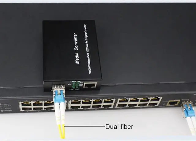 Alt view image 5 of 5 - Single Mode LC Gigabit Fiber Media Converter - Include 2 LC SFP Transceiver 20Km (12.4 Miles), Wavelength 1310nm, LC to UTP Cat5e 10/100/1000 RJ-45 -Gigabit Ethernet Speed, 2 Pack