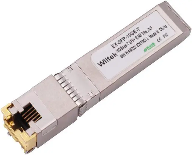 Main image of Wiitek 10G SFP+ to RJ45 Copper Modules, 1.25G/2.5G/5G/10GBase-T Ethernet Copper to SFP+ Transceiver Compatible for Juniper EX-SFP-10GE-T(Cat 6a/7 or Better, 30-Meter)