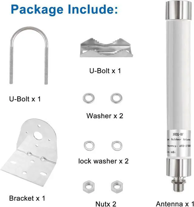Alt view image 4 of 5 - XRDS-RF 4G LTE Antenna 6dBi Omni-Directional Outdoor Fixed Mount Antenna with N Female Connector for Router, Modem, Radio, Signal Amplifier (698-2700MHz)
