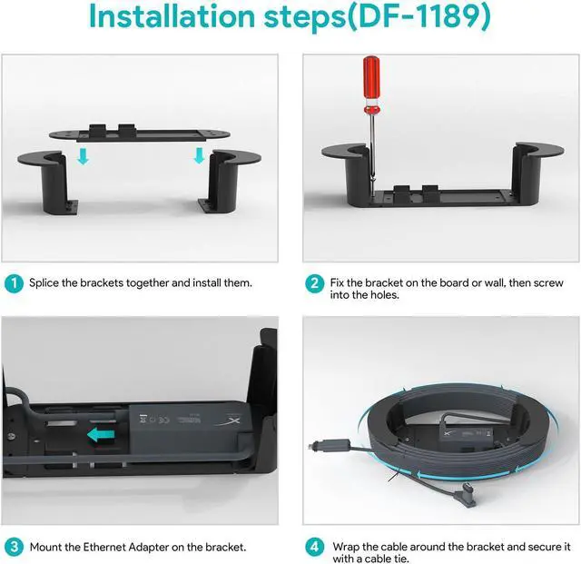Alt view image 5 of 5 - XLTTYWL Starlink V3 Mount, Starlink Gen 3 Router Wall Mount with Starlink Power Supply, Starlink Cable Caddy Mounting Kit for Starlink V3 Standard Dishy