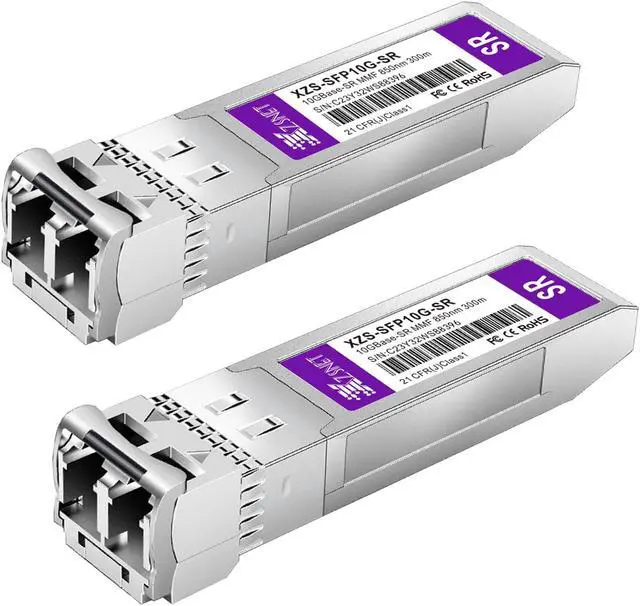 Main image of XZSNET 10GBASE-SR SFP+ Transceiver, 10G SFP+ to LC Multimode Fiber Module Compatible with Cisco SFP-10G-SR, Ubiquiti UniFi UF-MM-10G, Mikrotik S+85DLC03D, Meraki, Netgear, D-Link and More, 2 Pack