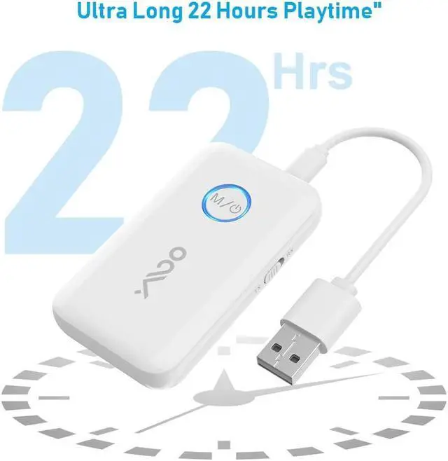 Alt view image 4 of 5 - YMOO Bluetooth 5.3 Transmitter Receiver for 2 Wireless Headphones/Speaker/Airplane, 3.5mm Jack AUX Bluetooth Audio Adapter, 22h Long Range AptX Low Latency for Smarphone/Tablet/PC/TV/Home Stereo