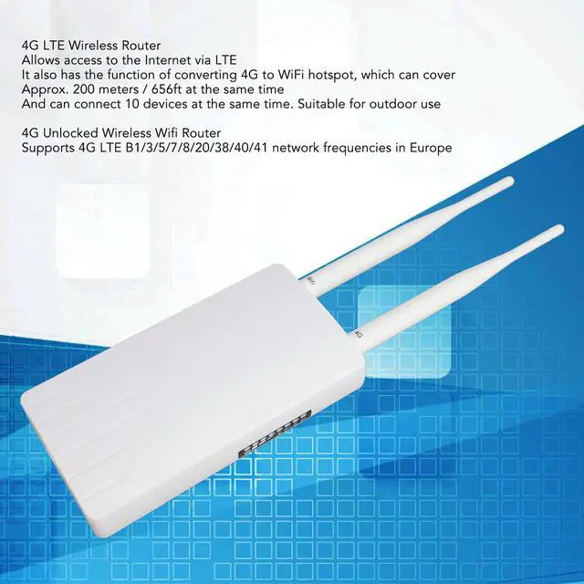 Alt view image 4 of 5 - Outdoor 4G LTE POE WiFi Router SIM Card Slot - Connects Up to 10 Devices, 300Mbps Unlocked Modem - European Compatible, 2 Antennas for Extended Range (US Plug)