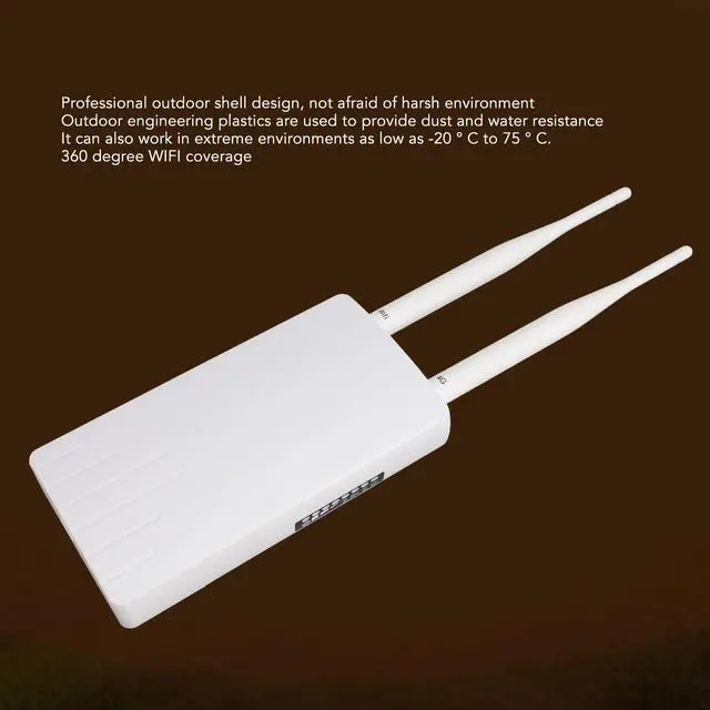 Alt view image 5 of 5 - Outdoor 4G LTE POE WiFi Router SIM Card Slot - Connects Up to 10 Devices, 300Mbps Unlocked Modem - European Compatible, 2 Antennas for Extended Range (US Plug)