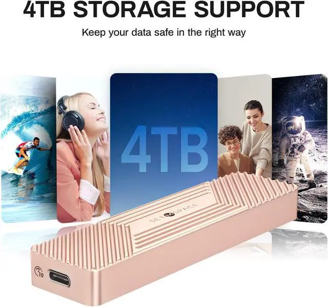 Alt view image 5 of 5 - SETMSPACE SSD Enclosure, 10Gbps NVMe Enclosure , 6Gbps NGFF SATA Enclosure, PCIe M-Key(B+M Key), USB3.1 Gen2 with 5.9in Cable, Support UASP for SSDs 2230, 2242, 2260, 2280