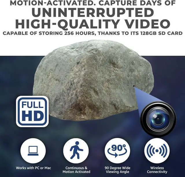 Alt view image 2 of 5 - SPY ASSOCIATES Fake Decorative Rock Hidden Camera  Wireless Outdoor Security Protection with Motion Sensor  720P HD Mini Surveillance Capture for Home & Property Protection