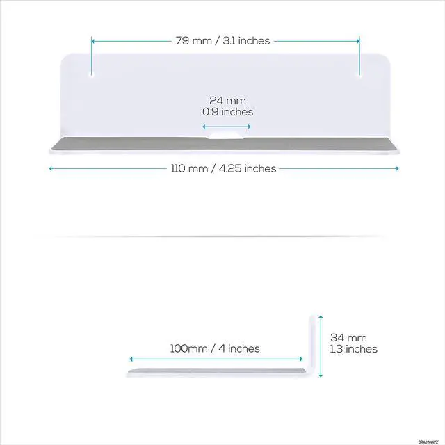 Alt view image 4 of 5 - BRAINWAVZ 2-Pack 4 Small Floating Shelf Bluetooth Speaker Stand, Adhesive & Screw Wall Mount, Anti Slip, for Cameras, Baby Monitors, Webcam, Router & More, Universal Holder (SHELF11 White)