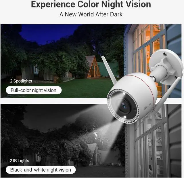 Alt view image 4 of 5 - EZVIZ Two-Way Call 2.5K Outdoor Cameras for Home Security Outside, WiFi Surveillance Camera, No Subscription with Color Night Vision, IP67 Waterproof, Motion Detection, Custom Voice Alerts, Alexa
